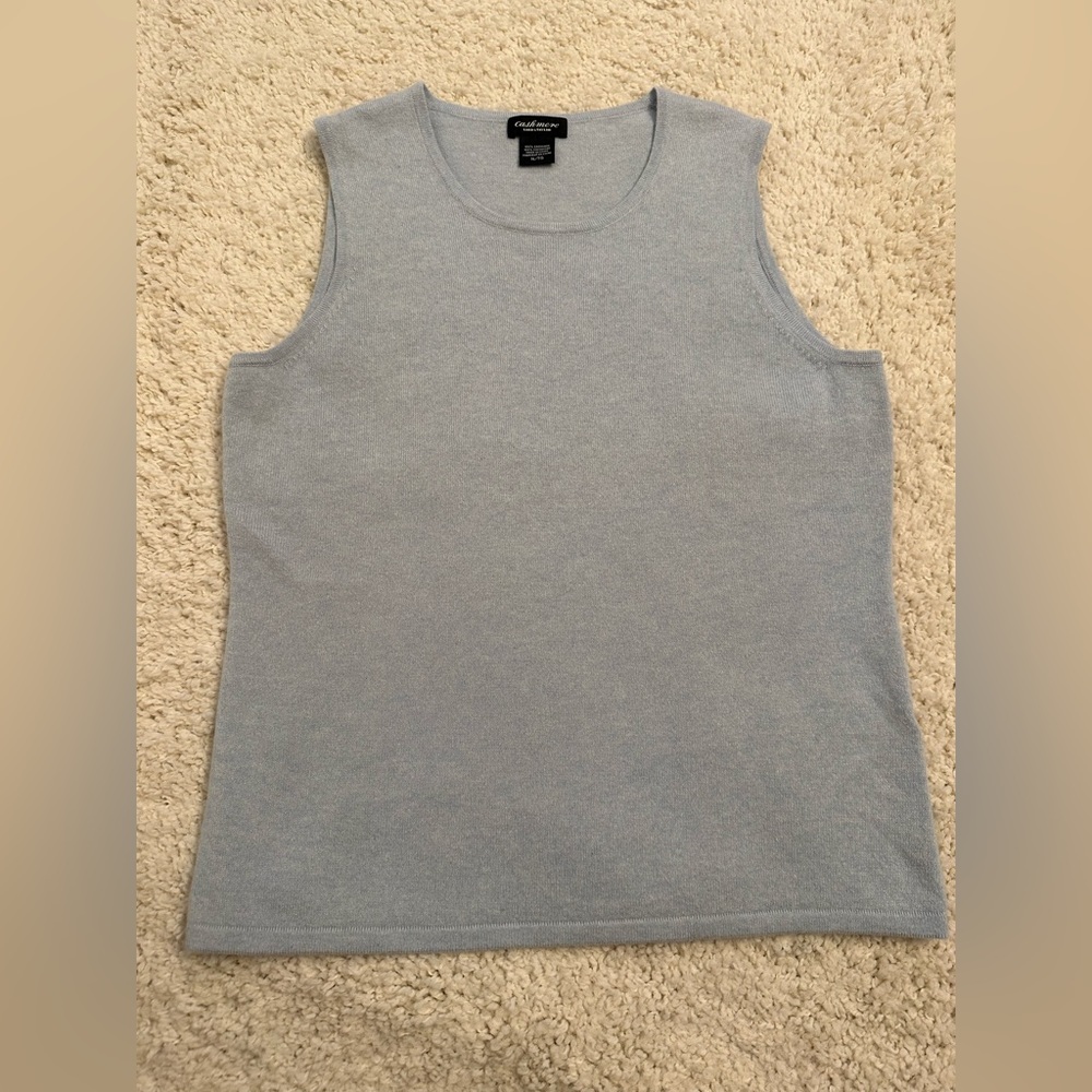 Lord & Taylor Sweater Womens XL Blue Cashmere Round Neck Sleeveless Knit